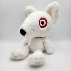Target Bullseye Dog Plush 12" Hard Eyes White Fur Beanie Stuffed Animal Toy 2023